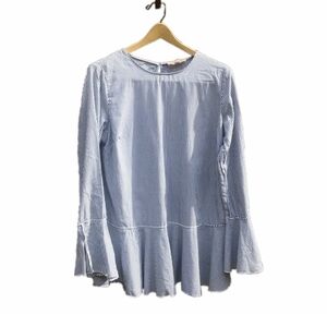 Philosophy Blue and White Pin Striped Belle Sleeve Blouse